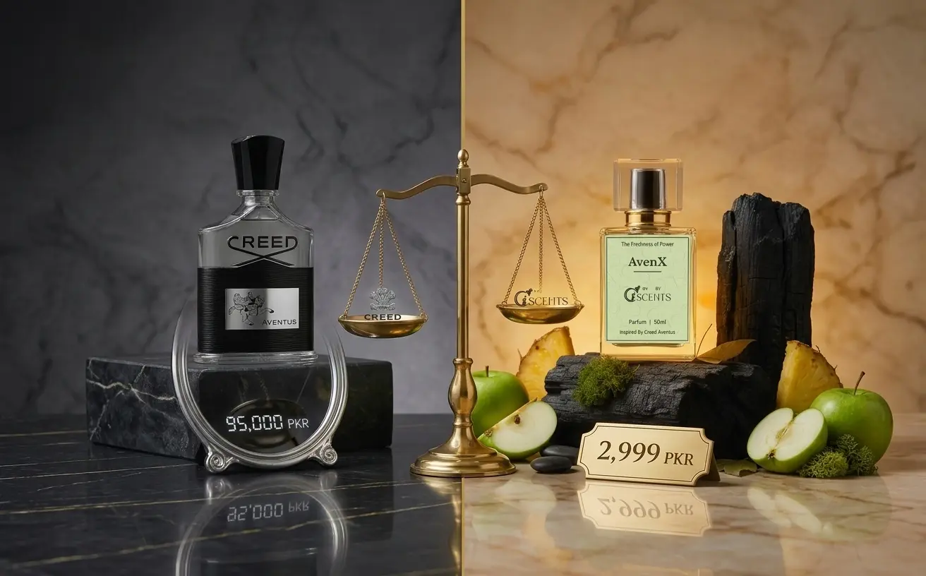 Creed Aventus price comparison with affordable iScents AvenX alternative in Pakistan